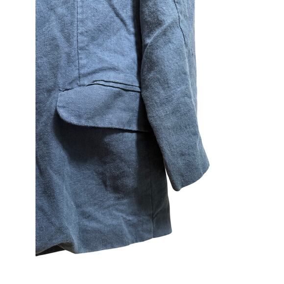 Vintage GAP Men's Blazer - Linen & Cotton Blend - Blue - Picture 5 of 7
